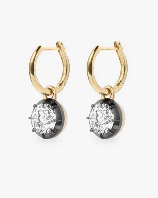 Georgian Diamond Drop Huggie Earrings