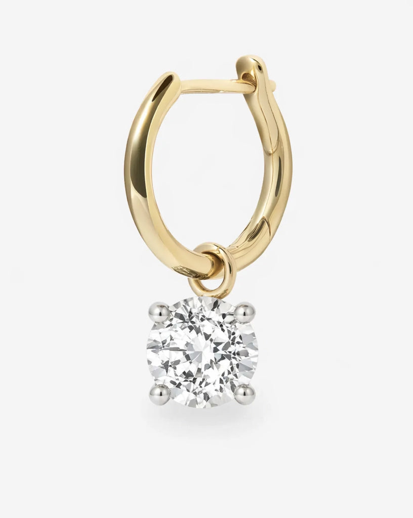 Classic Round Diamond Drop Huggie Earrings