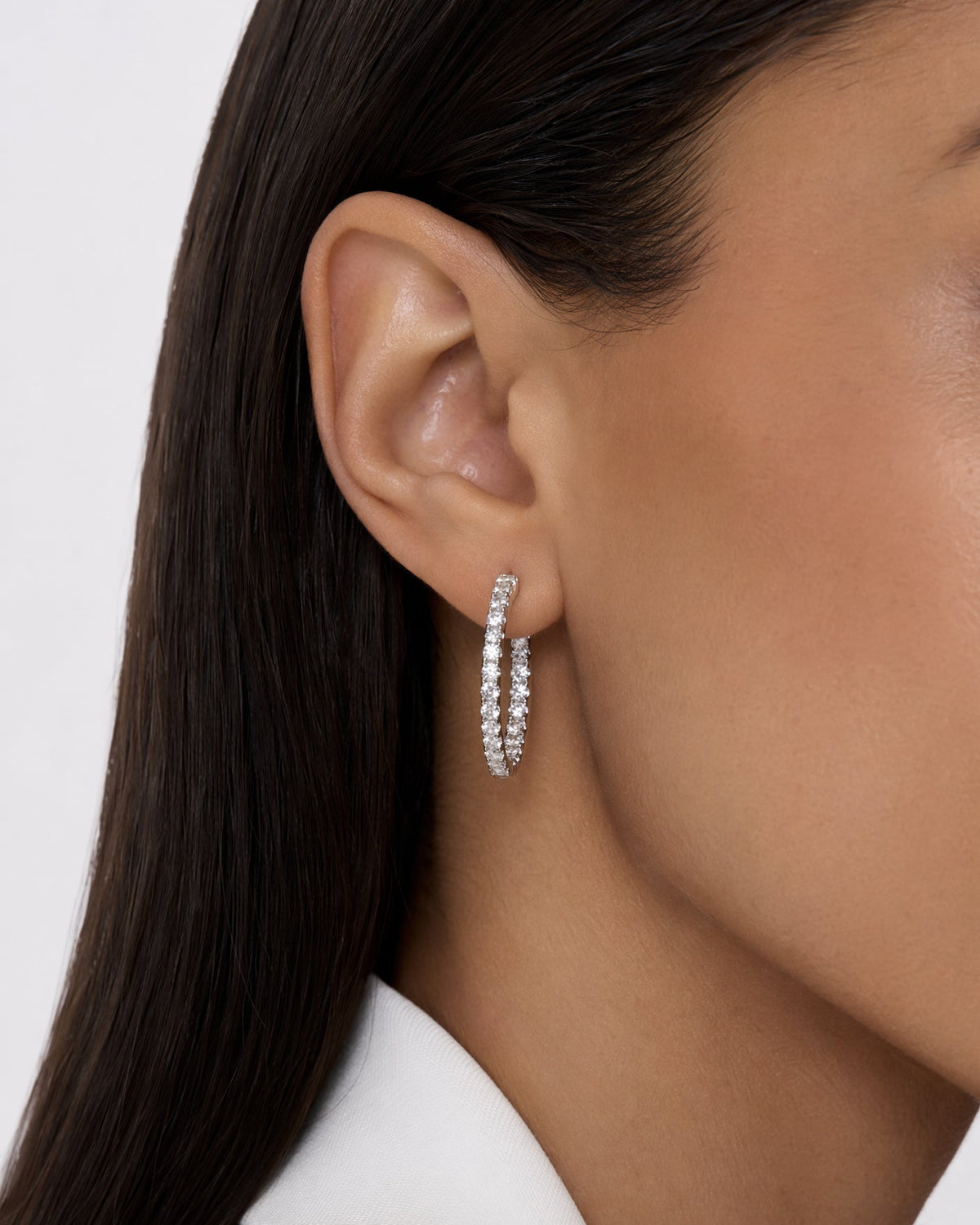 Round Brilliant Diamond Hoop Earrings