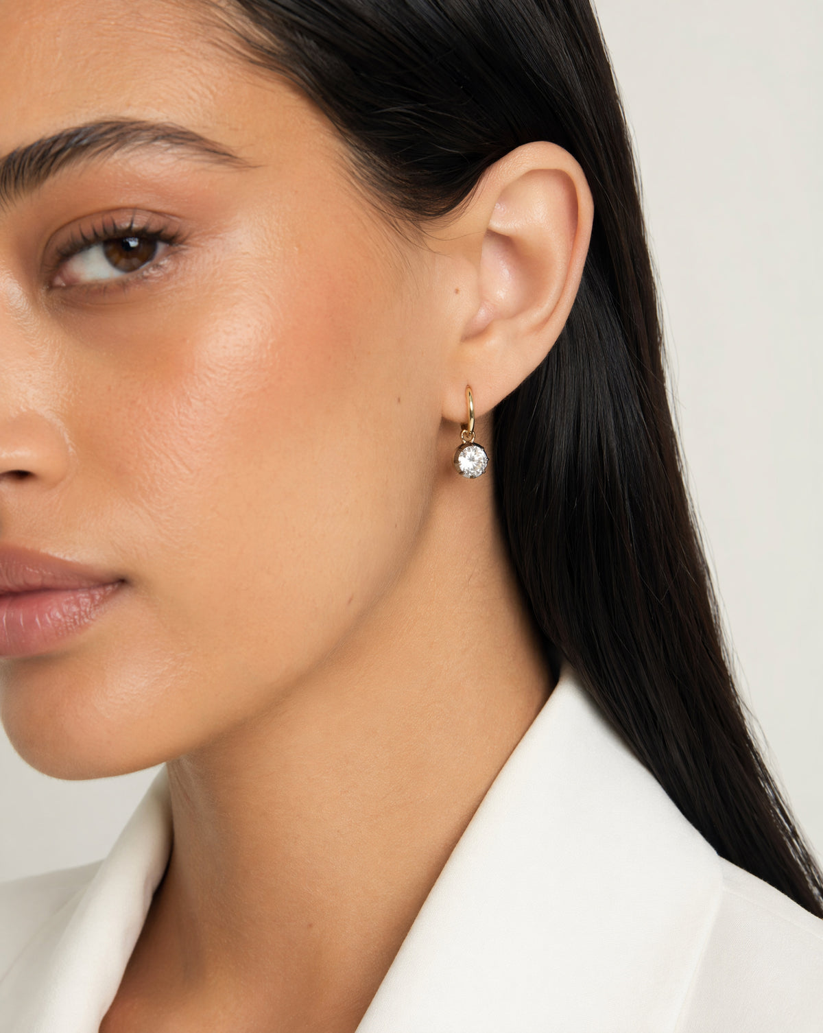 Georgian Diamond Drop Huggie Earrings