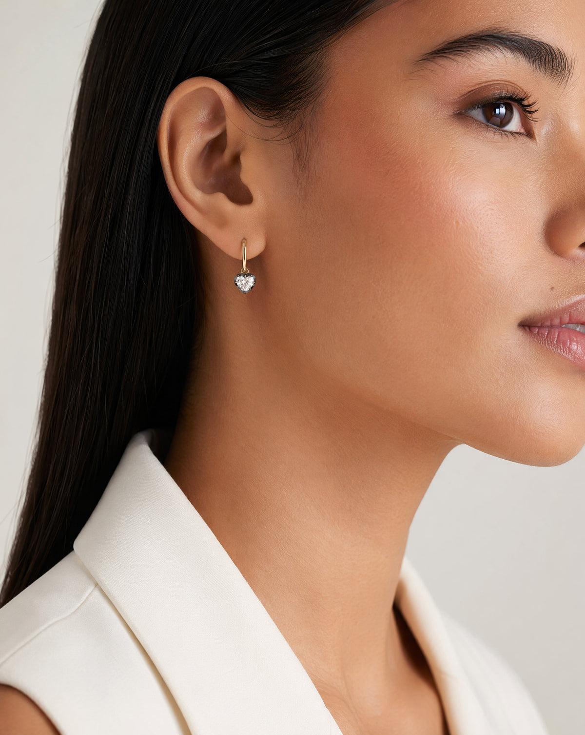Georgian Heart-shaped Diamond Hoop Earrings
