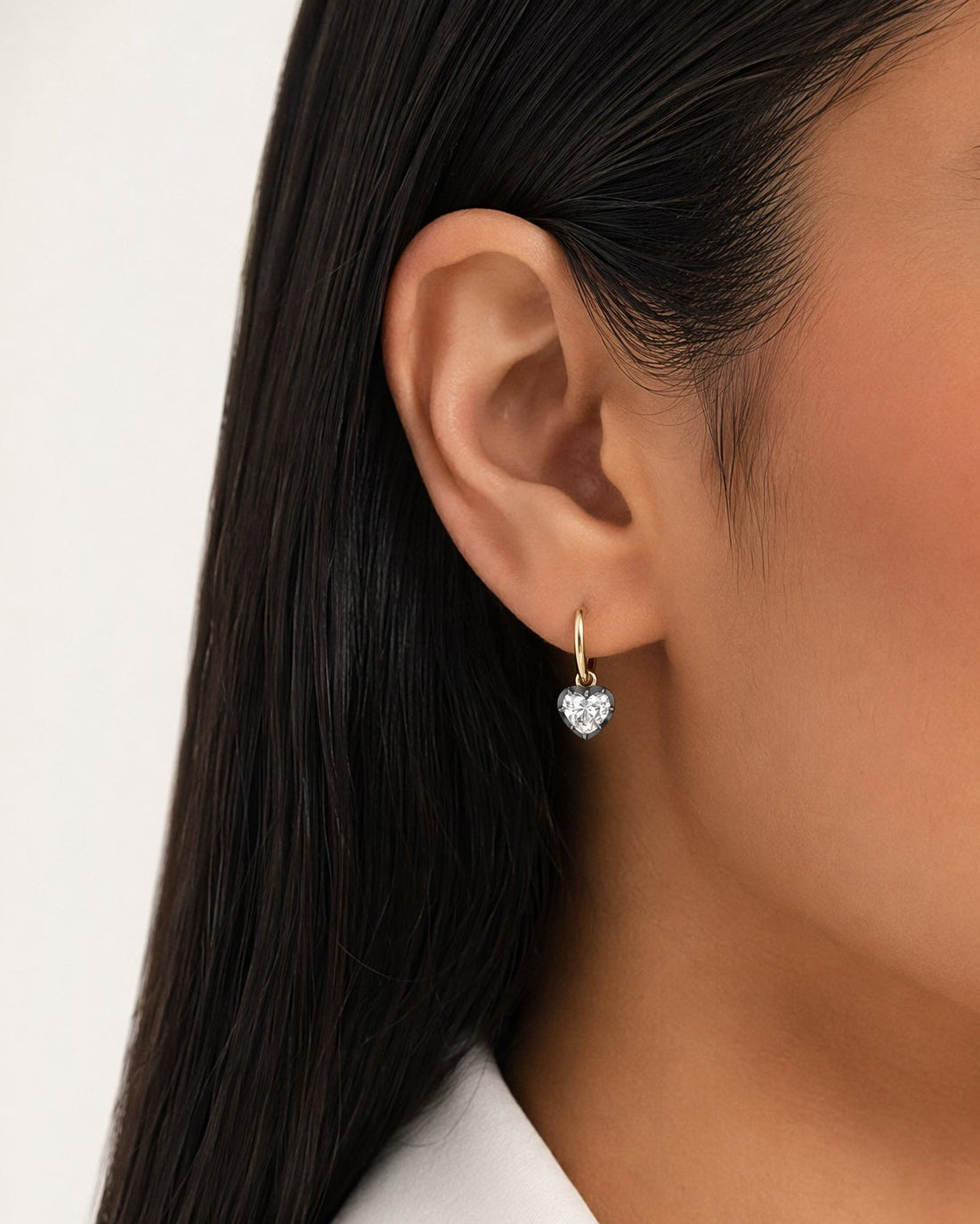 Georgian Heart-shaped Diamond Hoop Earrings