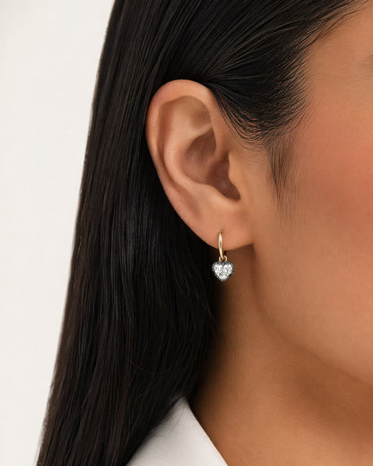 Georgian Heart-shaped Diamond Hoop Earrings