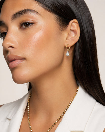 Georgian Pear-Shaped Diamond Drop Hoop Earrings