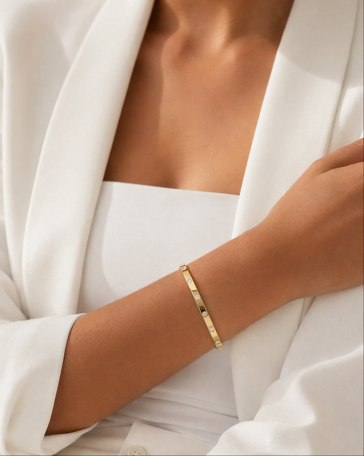 Diamond Loop Bangle Bracelet