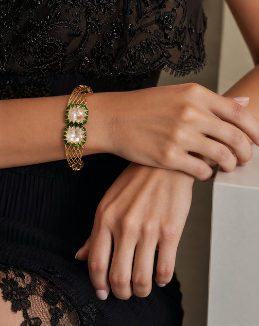 Emerald Polki Hour Bangle Bracelet