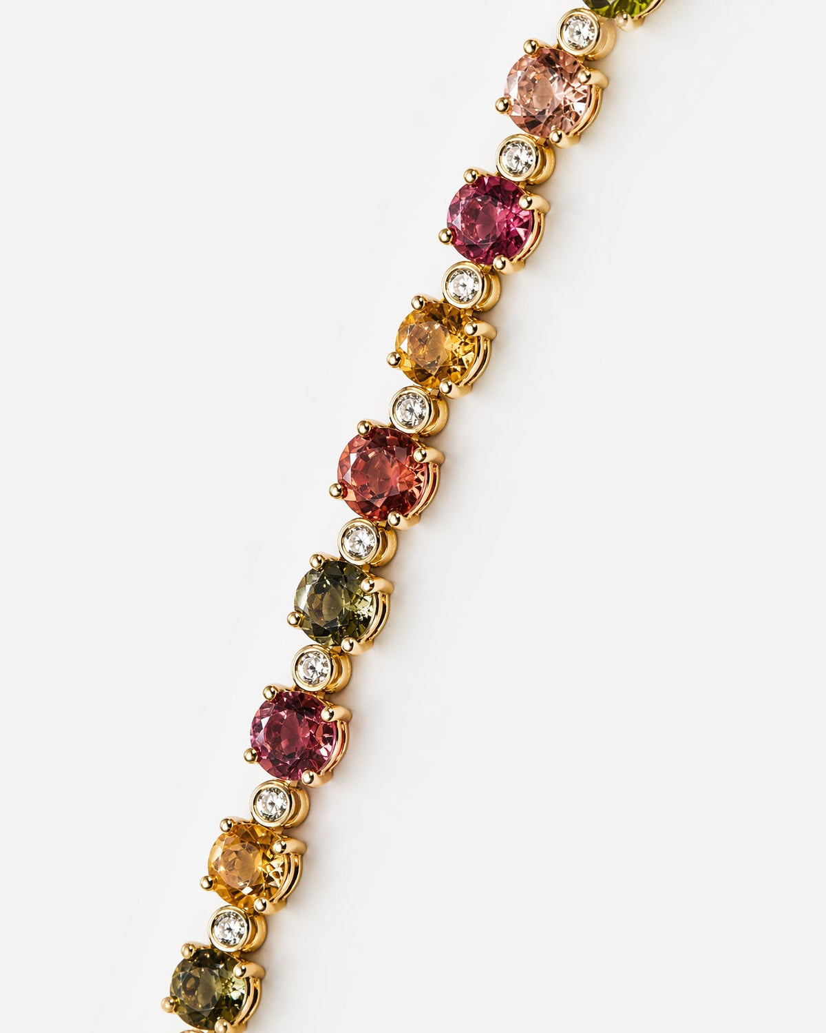 Multi-Color Gemstone & Diamond Tennis Bracelet
