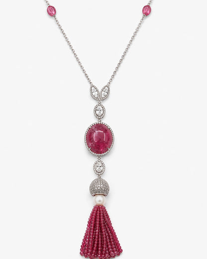 Ruby Stellar Tassel Necklace