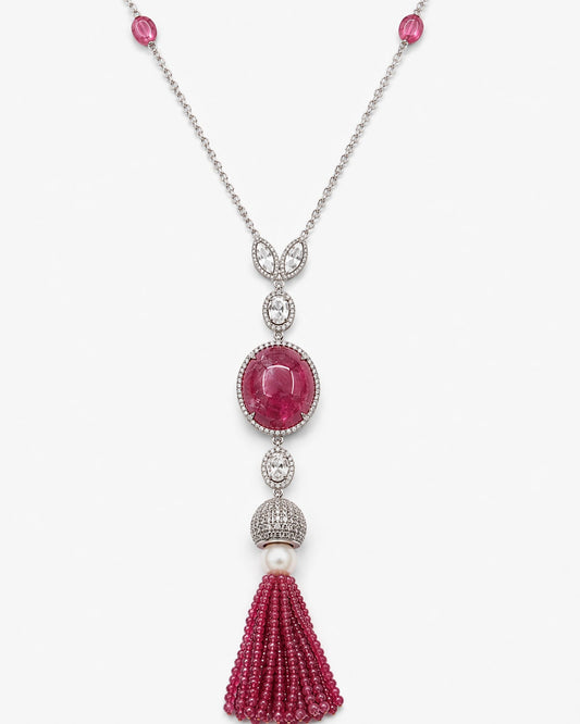 Ruby Stellar Tassel Necklace