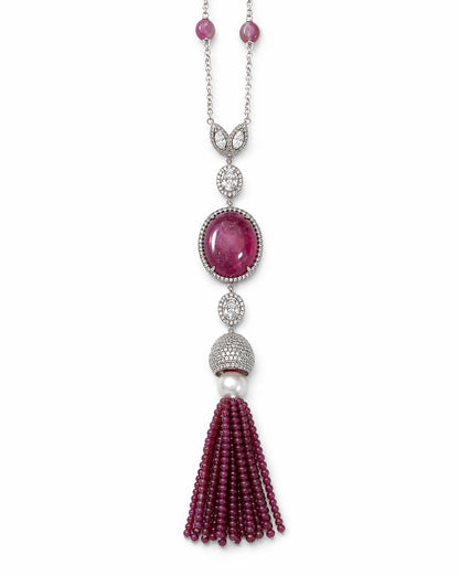 Ruby Stellar Tassel Necklace