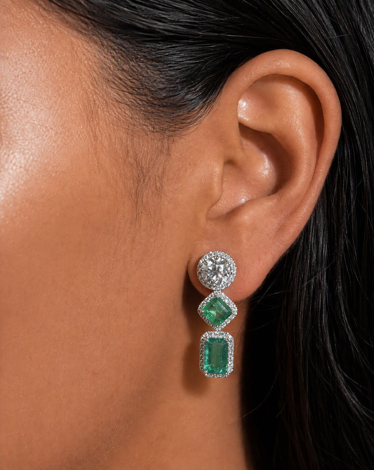 Amore Emerald String Earrings