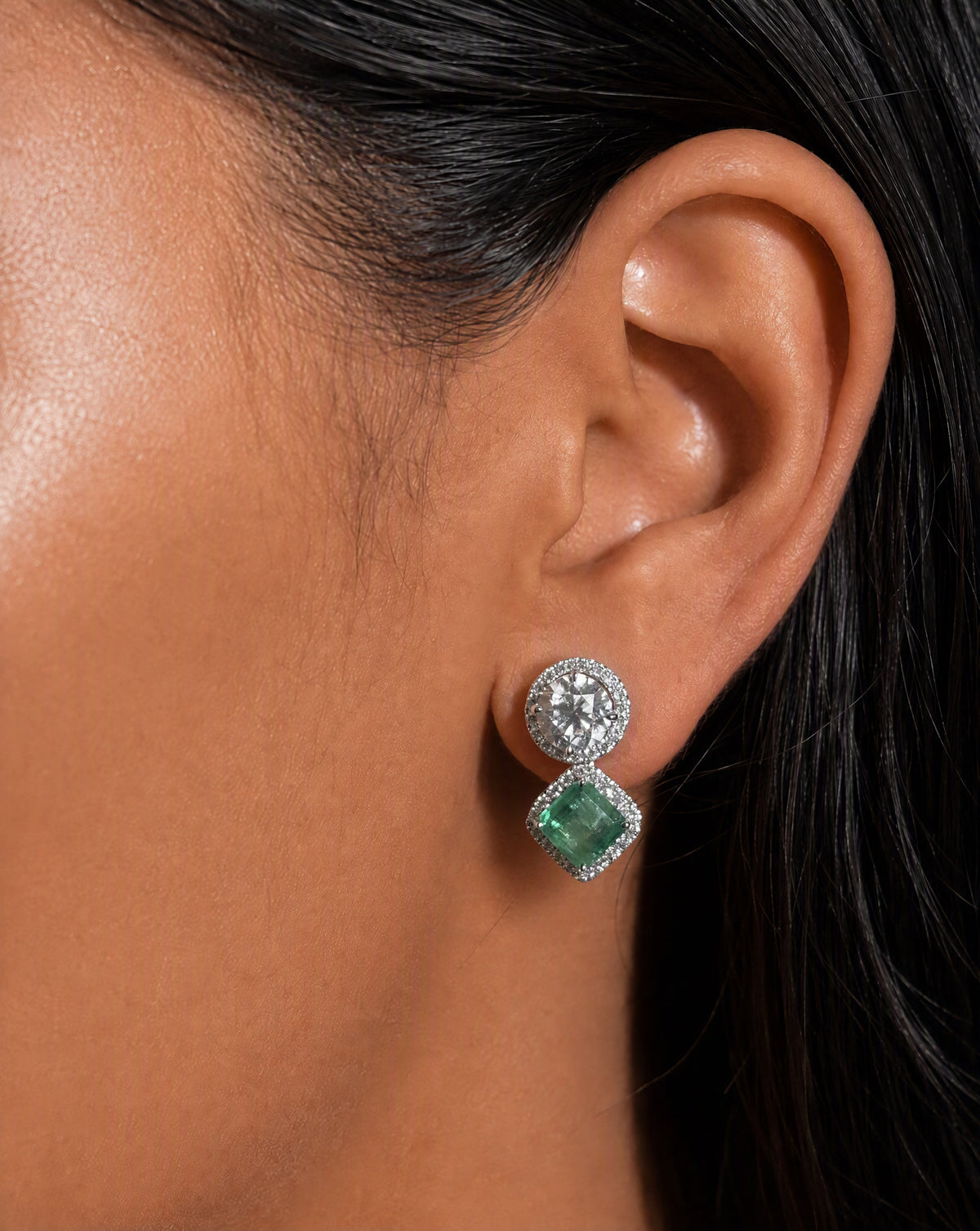 Amore Emerald String Earrings