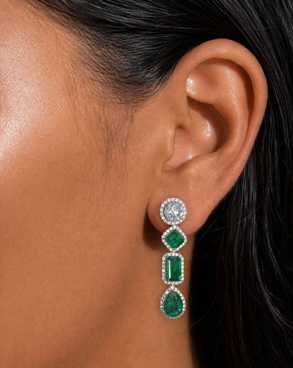 Amore Emerald String Earrings