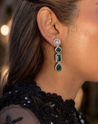 Amore Emerald String Earrings