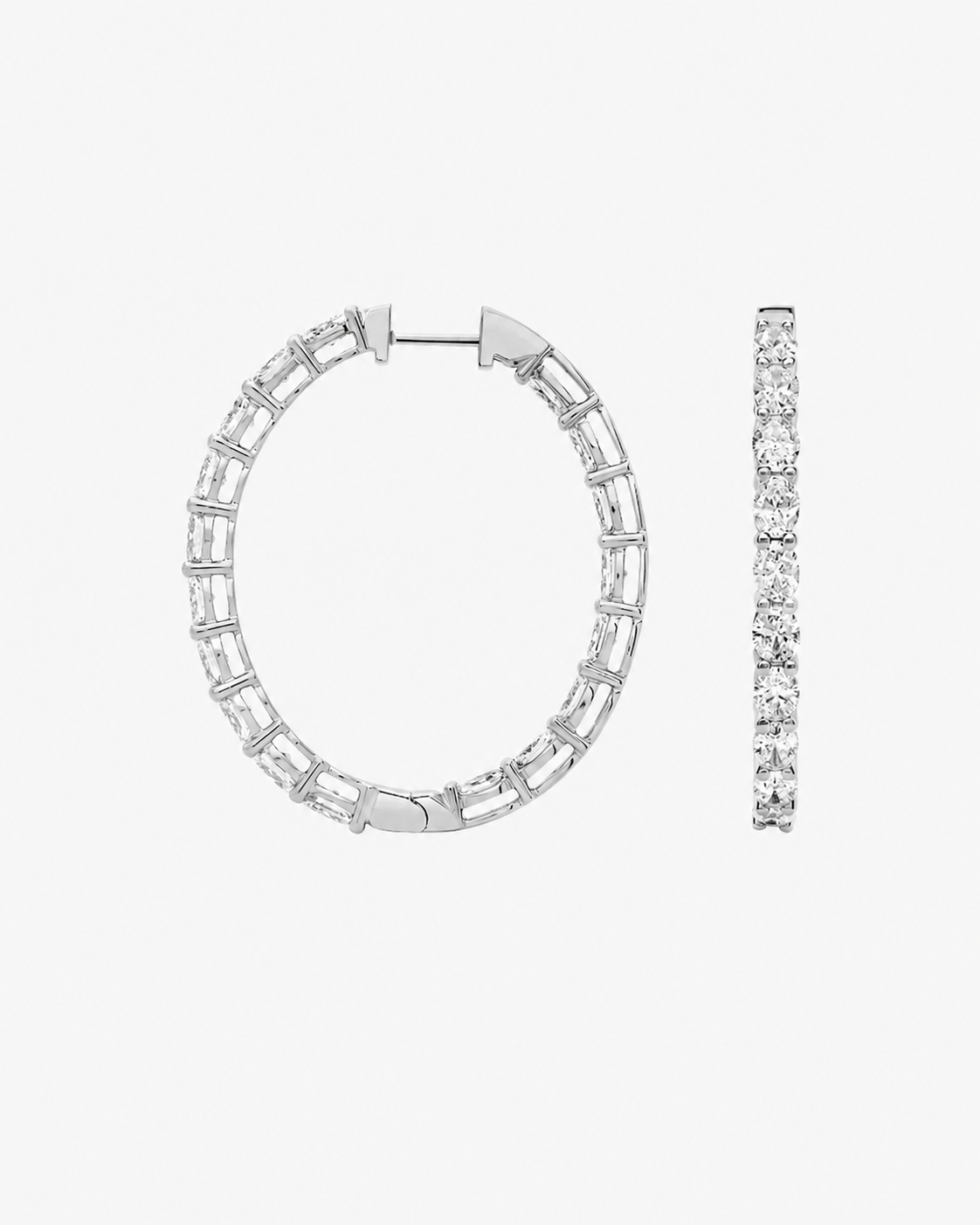Oval Diamond Hoop Earrings