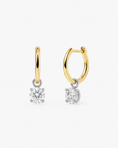 Classic Round Diamond Drop Huggie Earrings