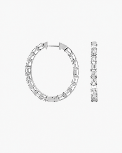Emerald Cut Diamond Hoop Earrings