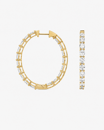 Oval Diamond Hoop Earrings