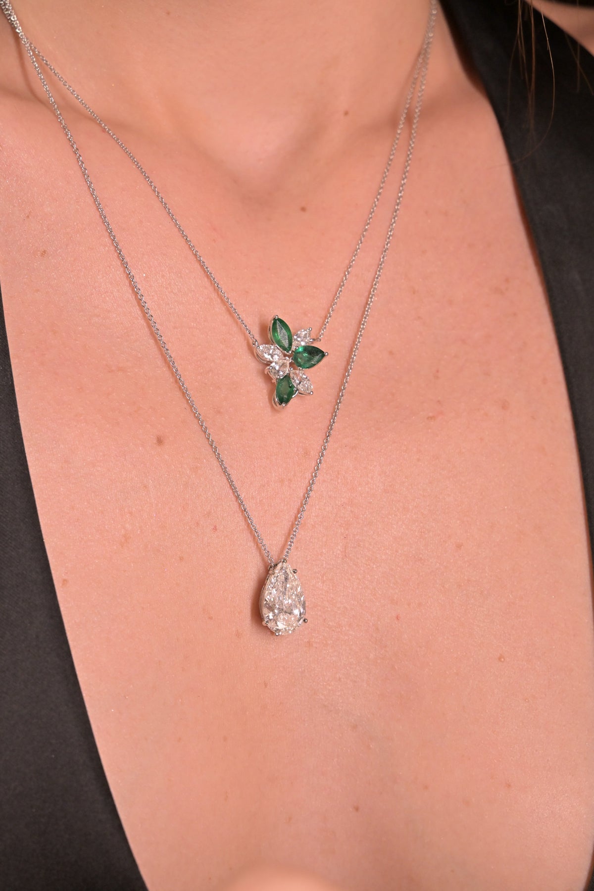 Diamond and Zambian Emerald Pendant
