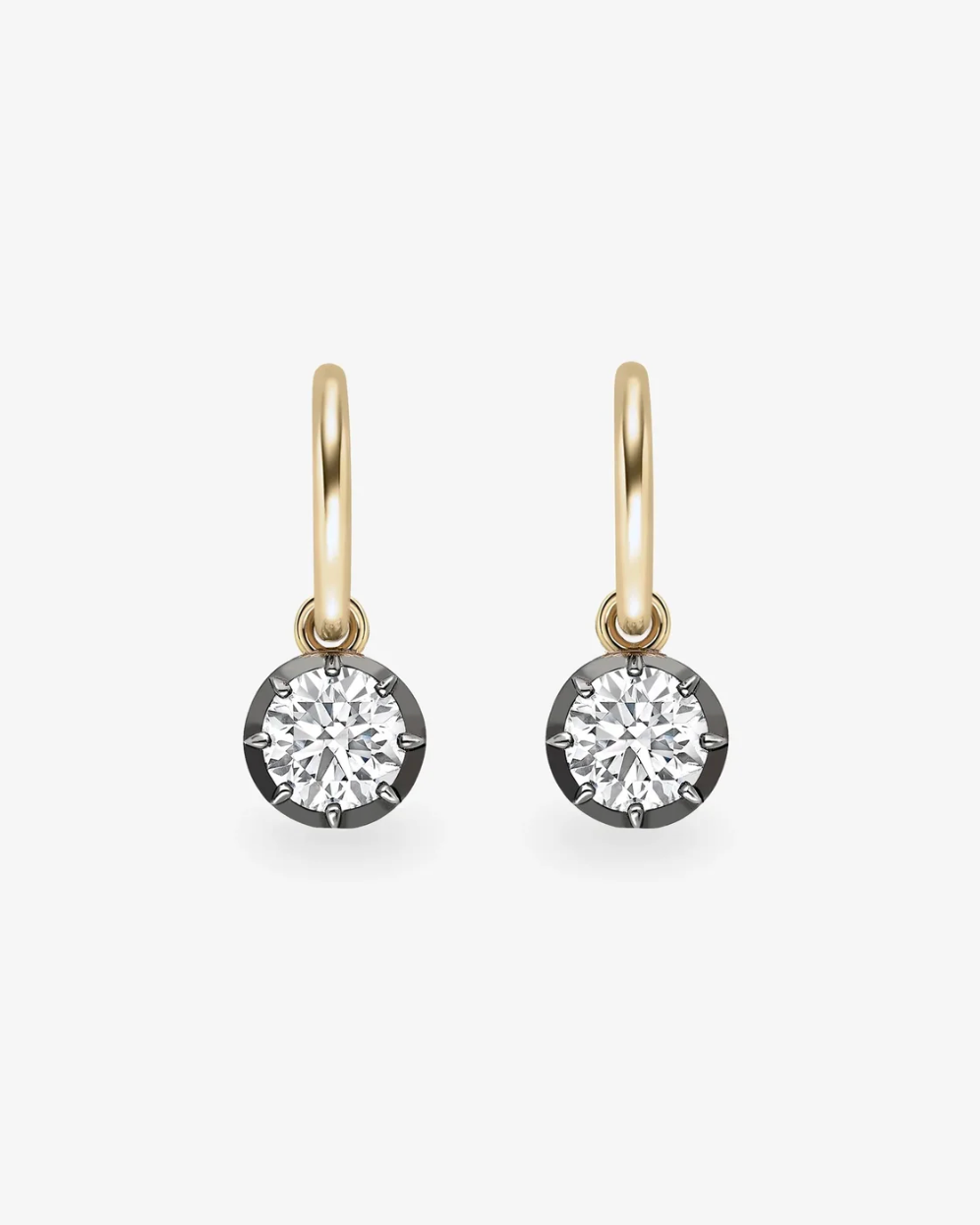 Georgian Diamond Drop Huggie Earrings
