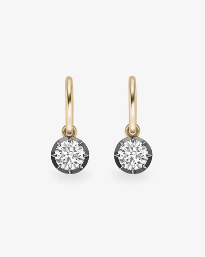 Georgian Diamond Drop Huggie Earrings