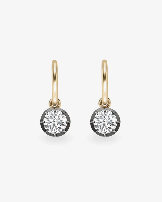 Georgian Diamond Drop Huggie Earrings