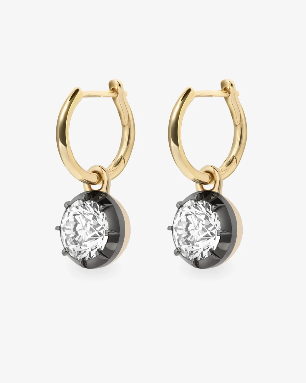 Georgian Diamond Drop Huggie Earrings