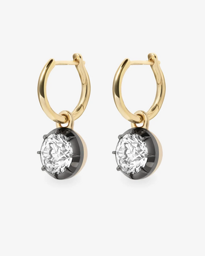 Georgian Diamond Drop Huggie Earrings